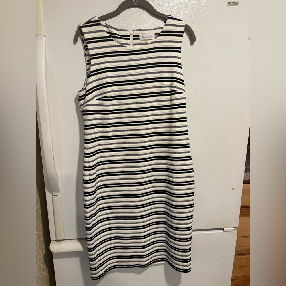 Calvin Klein Monochrome Striped Midi Dress